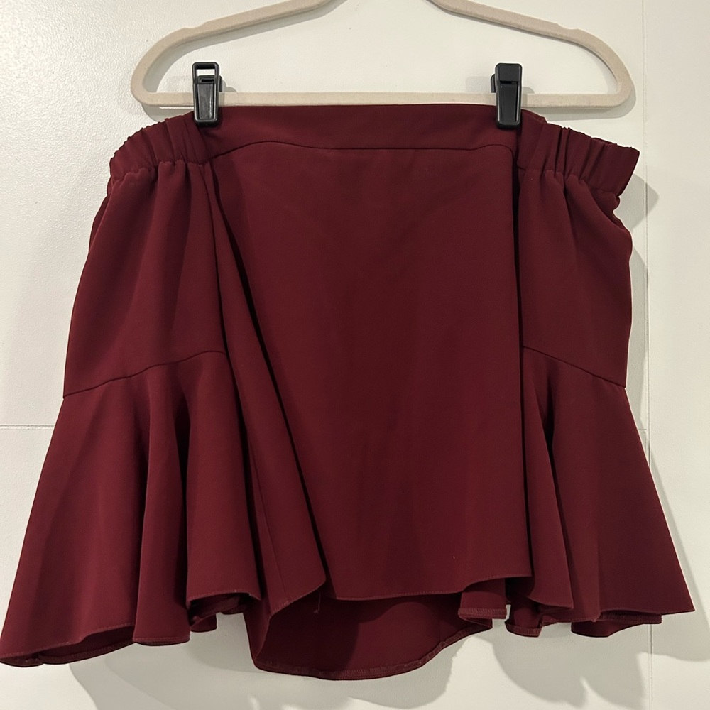 Topshop Blouse Burgundy Red Off Shoulder Top Bell Sleeve
